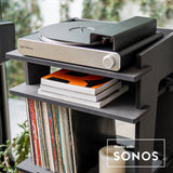 Victrola Stream Carbon Turntable + Crosley Soho Turntable Stand - Natural - Top-Down View