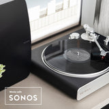 Victrola Stream Carbon Turntable + Crosley Soho Turntable Stand - Natural - Low Angle