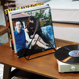 Victrola Eastwood II Turntable - Black + Gadhouse Vinyl Rack Bundle - Black - Side View