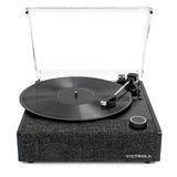 Victrola Eastwood II Turntable - Black + Gadhouse Vinyl Rack Bundle - Black - Top-Down View