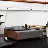 Victrola Eastwood II Turntable - Walnut + Turntable Stand Bundle - Black - Front View