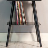 Victrola Eastwood II Turntable - Walnut + Turntable Stand Bundle - Black - Side View