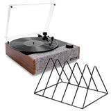 Victrola Eastwood II Turntable - Walnut + Gadhouse Vinyl Rack Bundle - Black