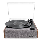 Victrola Eastwood II Turntable - Walnut + Gadhouse Vinyl Rack Bundle - Black - Top-Down View