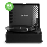 Victrola Revolution Go Turntable - Black + Bundled Record Storage Crate - Front View