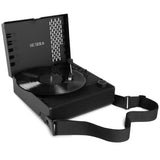 Victrola Revolution Go Turntable - Black + Bundled Record Storage Crate - 45-Degree Angle