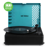 Victrola Revolution Go Turntable - Blue + Bundled Record Storage Crate - Front View