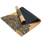 Yoga Design Lab Cork Yoga Mat 1.5mm Mandala Black - Top-Down View
