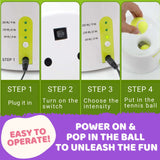 Automatic Ball Launcher Throwing Machine Dog Toys Interactive Tennis Pet 3Balls - Close-Up Angle