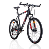 Trinx MTB Mens Mountain Bike 26 inch Shimano Gear 21-Speed [Colour: Matt Black White/Red] [Size Of Frame: 19 inches] - Front View