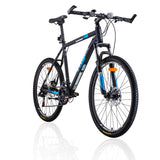 Trinx MTB Mens Mountain Bike 26 inch Shimano Gear 21-Speed [Colour: Matt Black White/Blue] [Size Of Frame: 21 inches] - Front View