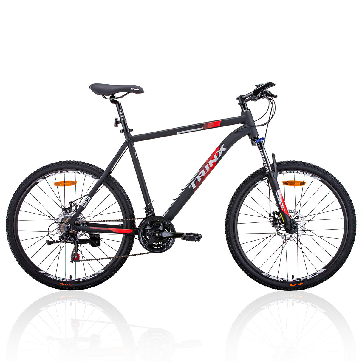 Trinx MTB Mens Mountain Bike 26 inch Shimano Gear 21-Speed [Colour: Matt Black White/Red] [Size Of F