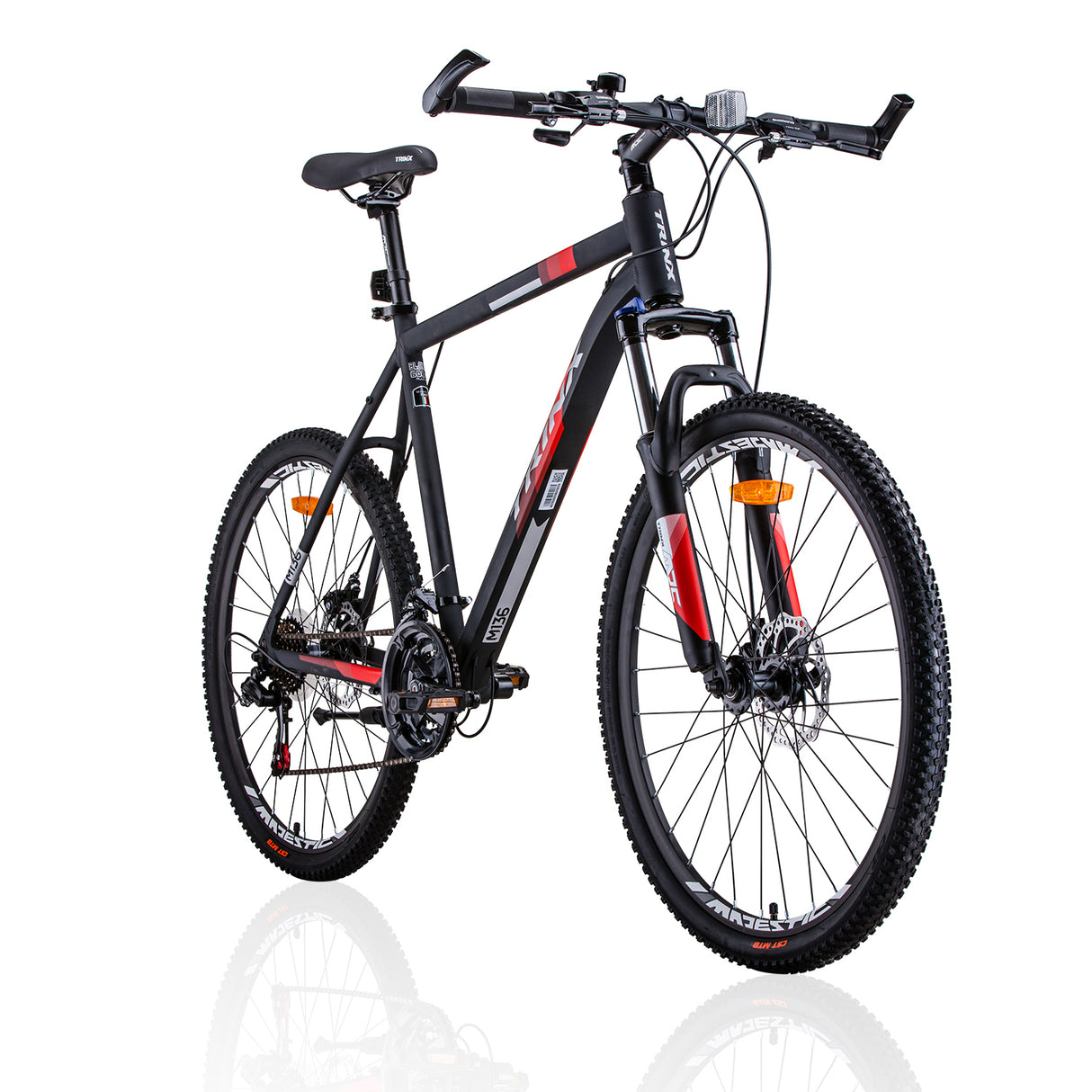 Trinx MTB Mens Mountain Bike 26 inch Shimano Gear 21-Speed [Colour: Matt Black White/Red] [Size Of F