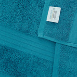 Linenland 4 Piece Cotton Bath Towels Set - Blue - Side View