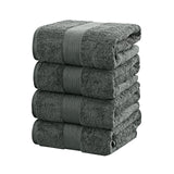 Linenland 4 Piece Cotton Bath Towels Set - Charcoal - Front View
