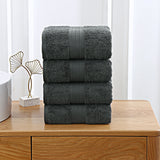 Linenland 4 Piece Cotton Bath Towels Set - Charcoal - Side View