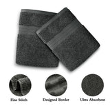 Linenland 4 Piece Cotton Bath Towels Set - Charcoal - Top-Down View