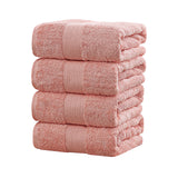 Linenland 4 Piece Cotton Bath Towels Set - Coral - Front View
