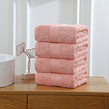 Linenland 4 Piece Cotton Bath Towels Set - Coral - Side View