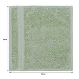 Linenland Bath Towel Set - 4 Piece Cotton Washcloths - Sage Green - 45-Degree Angle