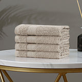 Linenland Bath Towel Set - 4 Piece Cotton Washcloths - Sandstone - Side View