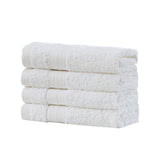 Linenland Bath Towel Set - 4 Piece Cotton Washcloths - White - Front View