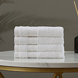 Linenland Bath Towel Set - 4 Piece Cotton Washcloths - White - Side View