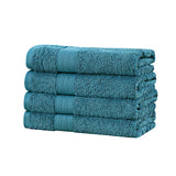 Linenland Bath Towel 4 Piece Cotton Hand Towels Set - Blue - Front View