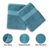 Linenland Bath Towel 4 Piece Cotton Hand Towels Set - Blue - Side View
