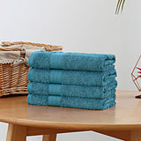 Linenland Bath Towel 4 Piece Cotton Hand Towels Set - Blue - Top-Down View