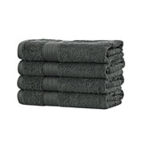 Linenland Bath Towel 4 Piece Cotton Hand Towels Set - Charcoal - Front View