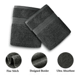 Linenland Bath Towel 4 Piece Cotton Hand Towels Set - Charcoal - Side View