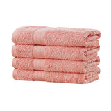 Linenland Bath Towel 4 Piece Cotton Hand Towels Set - Coral - Front View