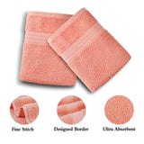 Linenland Bath Towel 4 Piece Cotton Hand Towels Set - Coral - Top-Down View