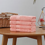 Linenland Bath Towel 4 Piece Cotton Hand Towels Set - Coral - 45-Degree Angle