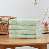 Linenland Bath Towel 4 Piece Cotton Hand Towels Set - Sage Green - Top-Down View