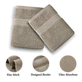 Linenland Bath Towel 4 Piece Cotton Hand Towels Set - Sandstone - Side View