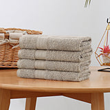 Linenland Bath Towel 4 Piece Cotton Hand Towels Set - Sandstone - Top-Down View