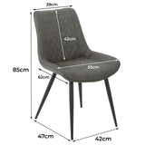 Tyler Fabric Chair (Set of 2) - Grey - Side View