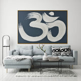 120X80cm Modern Mantra: Echoes of AUM Dark Wood Framed Hand Painted Canvas Wall Art - Front View