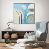 100X100cm Whimsical Whorls Champagne Framed Hand Painted Canvas 3D Wall Art - Front View
