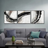 150X50cm Set of 3 Black Framed Hand Painted Canvas Wall Art - Side View