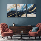 150X70cm Set of 3 Gold Framed Hand Painted Canvas Wall Art - Front View
