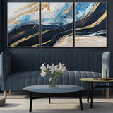 150X70cm Set of 3 Gold Framed Hand Painted Canvas Wall Art - Side View