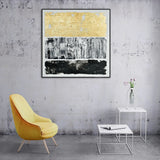 120X120cm Tonal Trilogy Black Framed Hand Painted Canvas Wall Art - Front View