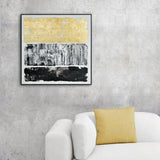120X120cm Tonal Trilogy Black Framed Hand Painted Canvas Wall Art - Side View