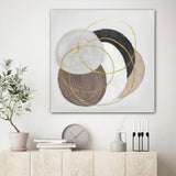 100X100cm Martian Geometrics Light Wood Framed Hand Painted Canvas Wall Art - Front View