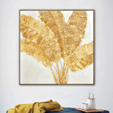 100X100cm Lustrous Leaves Dark Wood Framed Hand Painted Canvas Wall Art - Side View