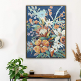 90X120cm Austral Flora Dark Wood Framed Canvas Wall Art - Front View