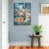 90X120cm Austral Flora Dark Wood Framed Canvas Wall Art - Side View